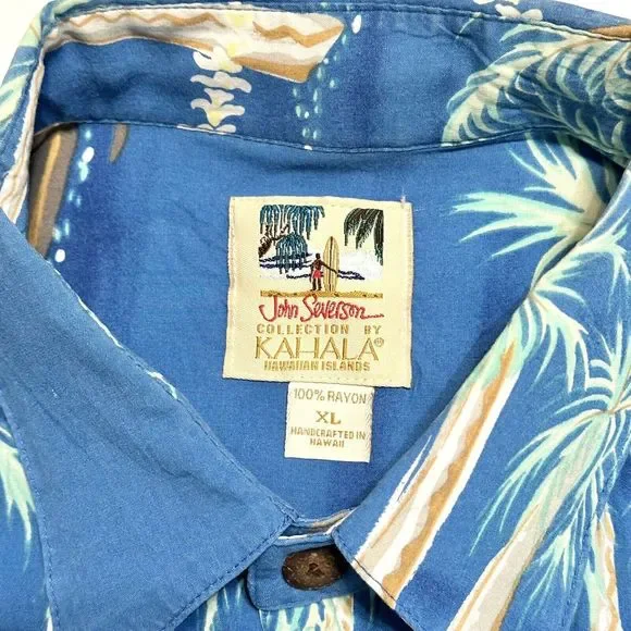 Kahala Hawaiian Shirt John Severson Mens Size XL Button Shirt Short Sleeve Rayon - Picture 3 of 11